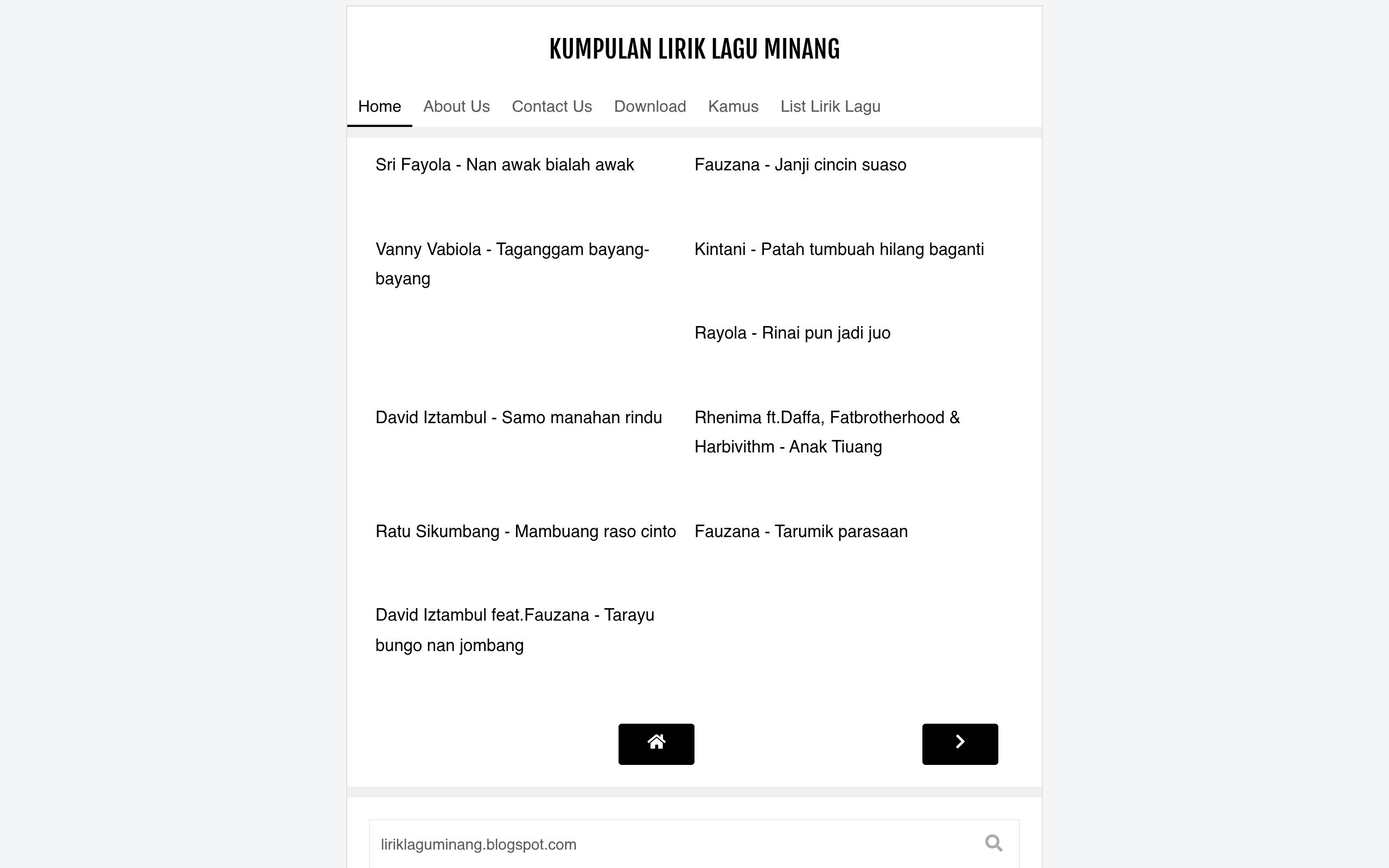 Screenshot of liriklaguminang.blogspot.com