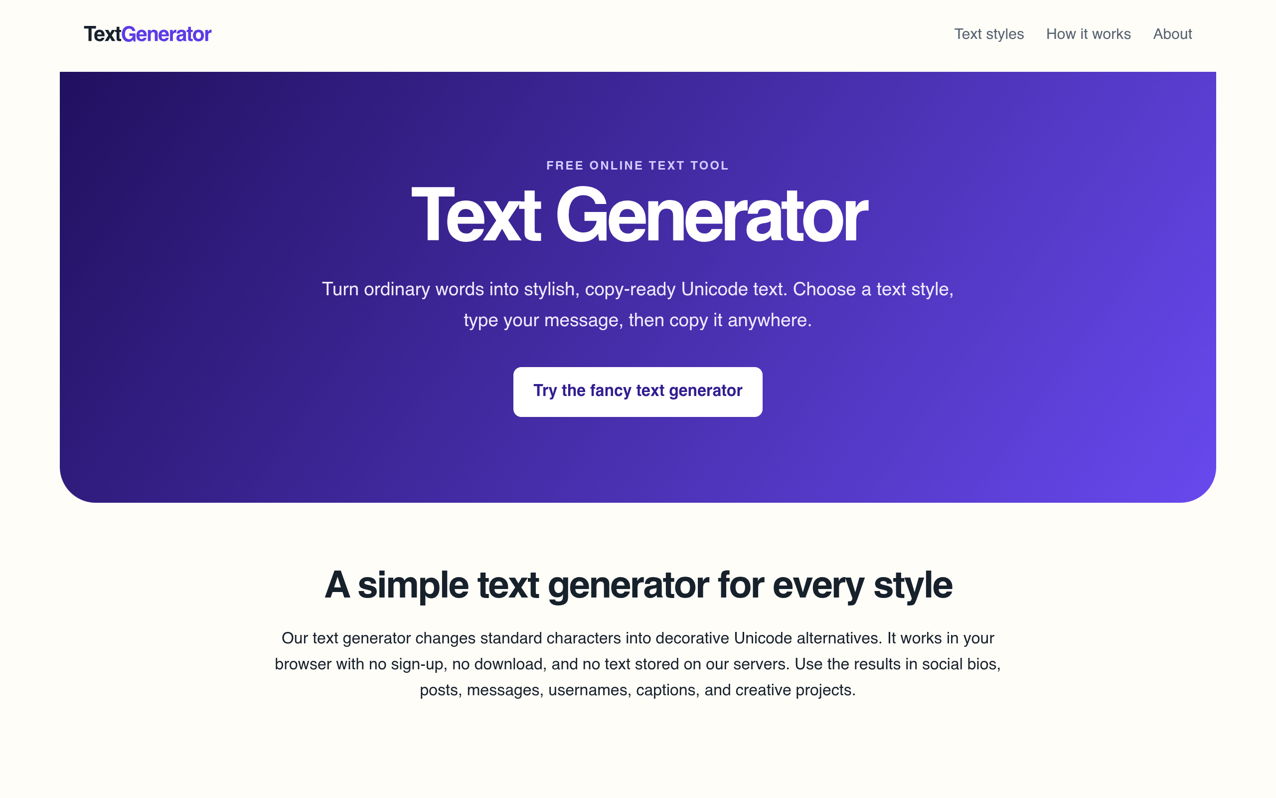 Text Generator screenshot, image 1